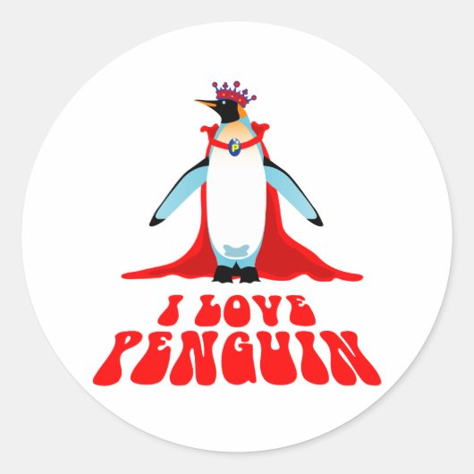 I Liebe Pinguin Runder Aufkleber (Vorderseite)