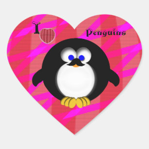 I Liebe Pinguine Herz-Aufkleber