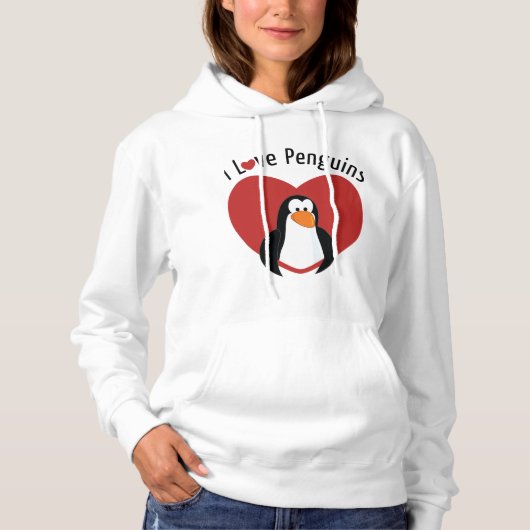 I Liebe Pinguine Hoodie (Vorderseite)