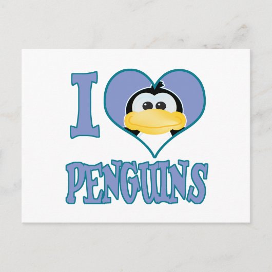 I Liebe Pinguine Postkarte (Vorderseite)