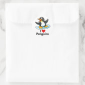 I Liebe Pinguine Runder Aufkleber (Tasche)