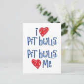 I Liebe Pit Bulls - Pit Bulls Liebe Postkarte (Stehend Vorderseite)