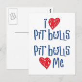 I Liebe Pit Bulls - Pit Bulls Liebe Postkarte (Vorne/Hinten)