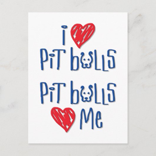 I Liebe Pit Bulls - Pit Bulls Liebe Postkarte (Vorderseite)