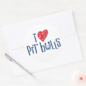 I Liebe Pit Bulls Runder Aufkleber (Umschlag)