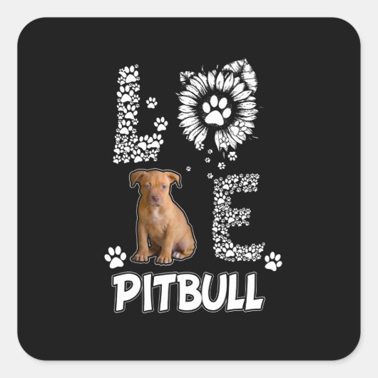 I Liebe Pitbulhunde Quadratischer Aufkleber (Vorderseite)