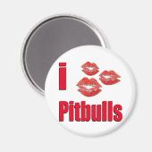 I Liebe Pitbull Hunde, Lipstick Kisses Crazy Magnet (Vorderseite/Rückseite)