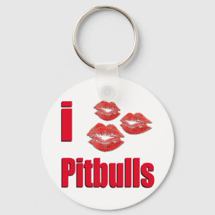 I Liebe Pitbull Hunde, Lipstick Kisses Crazy Schlüsselanhänger