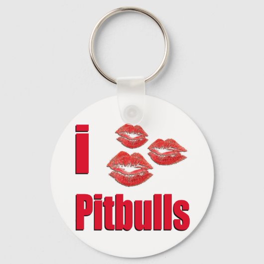 I Liebe Pitbull Hunde, Lipstick Kisses Crazy Schlüsselanhänger (Vorderseite)