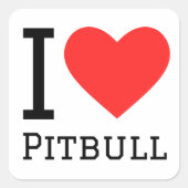 I Liebe Pitbulle Quadratischer Aufkleber (Vorderseite)