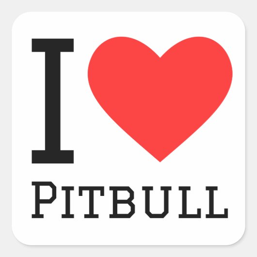 I Liebe Pitbulle Quadratischer Aufkleber (Vorderseite)