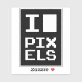 I Liebe Pixel, Geek Design, Pixelkunst Aufkleber (Blatt)