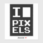 I Liebe Pixel, Geek Design, Pixelkunst Aufkleber (Blatt)