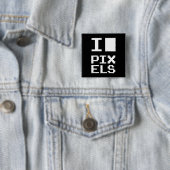I Liebe Pixel, Geek Design, Pixelkunst Button (Beispiel)