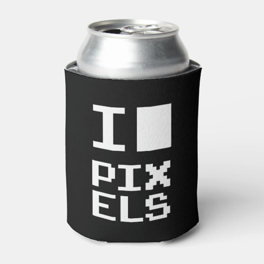 I Liebe Pixel, Geek Design, Pixelkunst Dosenkühler (Kanne Vorderseite)