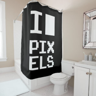 I Liebe Pixel, Geek Design, Pixelkunst Duschvorhang