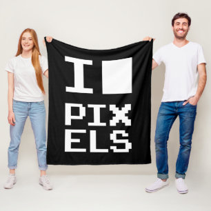 I Liebe Pixel, Geek Design, Pixelkunst Fleecedecke