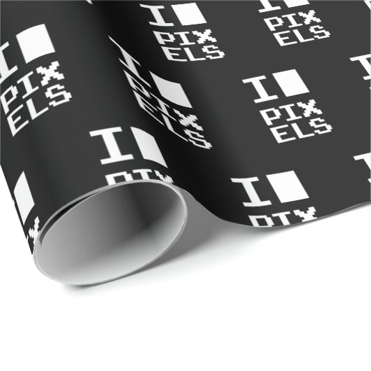 I Liebe Pixel, Geek Design, Pixelkunst Geschenkpapier (Rolleneckpunkt)