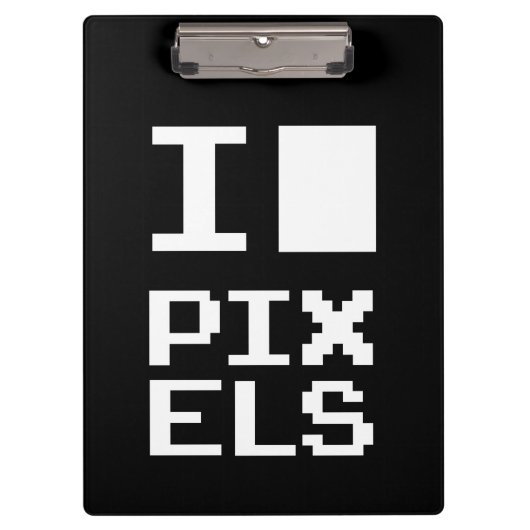 I Liebe Pixel, Geek Design, Pixelkunst Klemmbrett (Vorderseite)