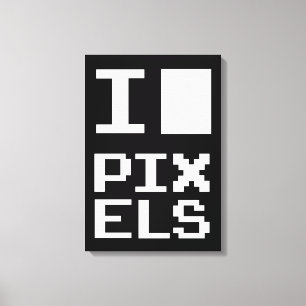 I Liebe Pixel, Geek Design, Pixelkunst Leinwanddruck