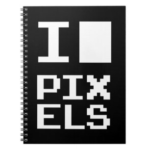 I Liebe Pixel, Geek Design, Pixelkunst Notizblock