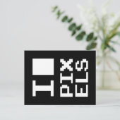 I Liebe Pixel, Geek Design, Pixelkunst Postkarte (Stehend Vorderseite)