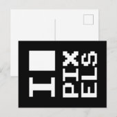 I Liebe Pixel, Geek Design, Pixelkunst Postkarte (Vorne/Hinten)
