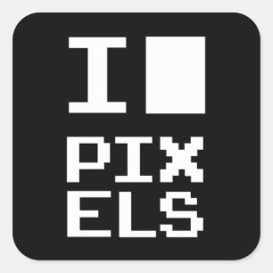 I Liebe Pixel, Geek Design, Pixelkunst Quadratischer Aufkleber