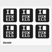 I Liebe Pixel, Geek Design, Pixelkunst Quadratischer Aufkleber (Blatt)