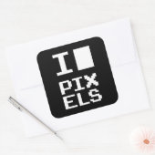 I Liebe Pixel, Geek Design, Pixelkunst Quadratischer Aufkleber (Umschlag)