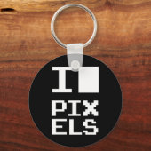 I Liebe Pixel, Geek Design, Pixelkunst Schlüsselanhänger (Vorderseite)