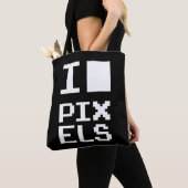 I Liebe Pixel, Geek Design, Pixelkunst Tasche (Von Nahem)