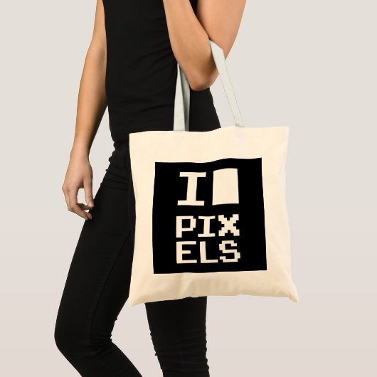 I Liebe Pixel, Geek Design, Pixelkunst Tragetasche (Vorderseite (Produkt))