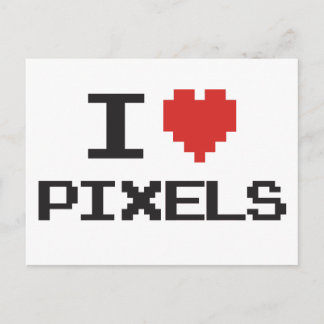 I Liebe Pixel pixeliger Herzrücklauf 8-Bit-Gamer Postkarte