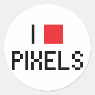 I LIEBE-PIXEL RUNDER AUFKLEBER