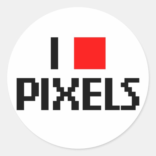 I Liebe Pixel Runder Aufkleber (Vorderseite)