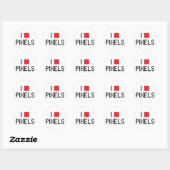 I LIEBE PIXELS RUNDER AUFKLEBER (Blatt)