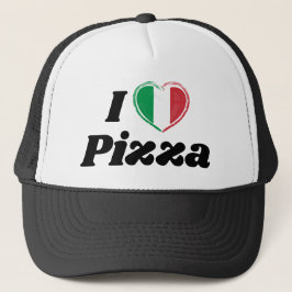 I Liebe Pizza Italienische Herzenfahne Trucker Hat Truckerkappe