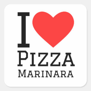 I Liebe Pizza marinara Quadratischer Aufkleber