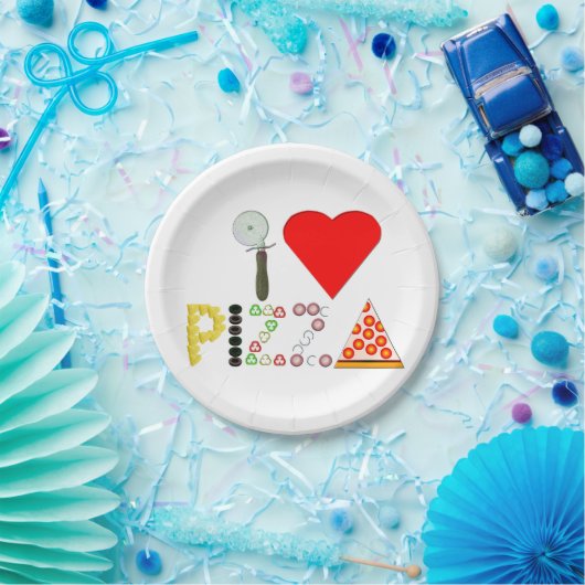 I Liebe-Pizza-Papierplatte Pappteller (Party)