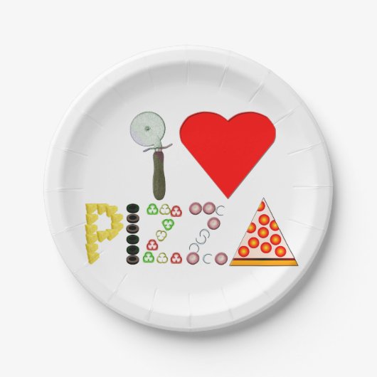I Liebe-Pizza-Papierplatte Pappteller (Vorderseite)