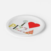 I Liebe-Pizza-Papierplatte Pappteller (Schrägansicht)