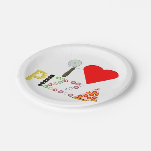 I Liebe-Pizza-Papierplatte Pappteller (Schrägansicht)