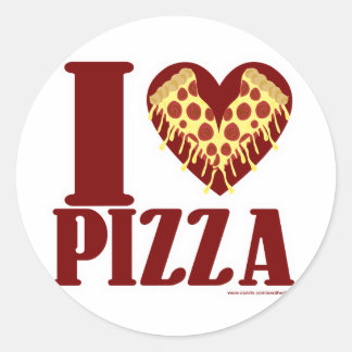 I Liebe Pizza Runder Aufkleber