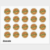 I Liebe Pizza Runder Aufkleber (Blatt)