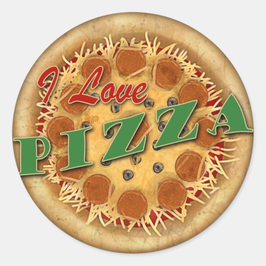 I Liebe Pizza Runder Aufkleber (Vorderseite)