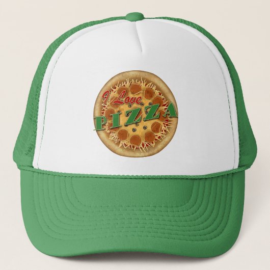 I Liebe Pizza Truckerkappe (Vorderseite)