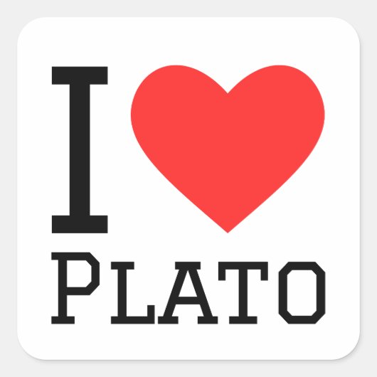 I Liebe Plato Quadratischer Aufkleber (Vorderseite)