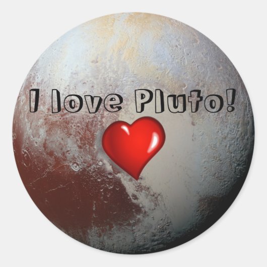 I Liebe Pluto Runder Aufkleber (Vorderseite)