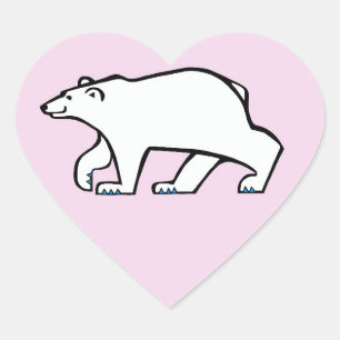 I Liebe Polar BEARS - Wildtiere - Arktis - Rosa Herz-Aufkleber
